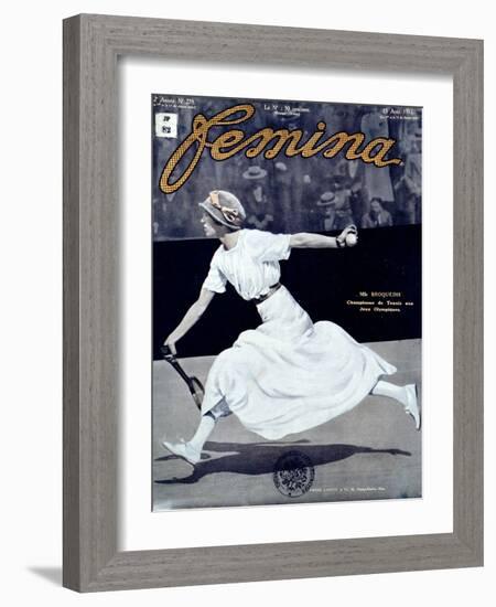 Miss Broquedis, Olympic Tennis Champion, Front Cover of "Femina," Issue 278, 15th August 1912-null-Framed Giclee Print