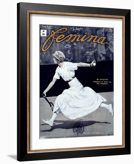 Miss Broquedis, Olympic Tennis Champion, Front Cover of "Femina," Issue 278, 15th August 1912-null-Framed Giclee Print