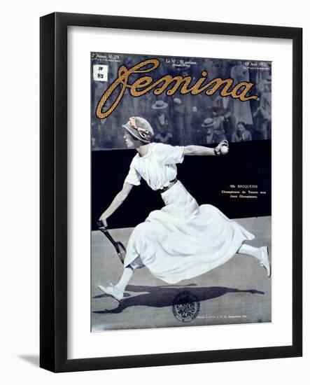 Miss Broquedis, Olympic Tennis Champion, Front Cover of "Femina," Issue 278, 15th August 1912-null-Framed Giclee Print