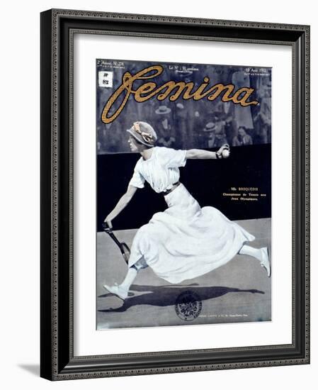 Miss Broquedis, Olympic Tennis Champion, Front Cover of "Femina," Issue 278, 15th August 1912-null-Framed Giclee Print