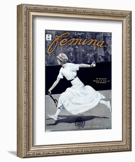 Miss Broquedis, Olympic Tennis Champion, Front Cover of "Femina," Issue 278, 15th August 1912-null-Framed Premium Giclee Print