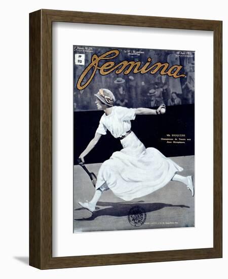 Miss Broquedis, Olympic Tennis Champion, Front Cover of "Femina," Issue 278, 15th August 1912-null-Framed Giclee Print