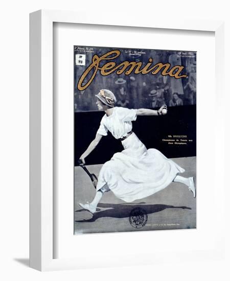 Miss Broquedis, Olympic Tennis Champion, Front Cover of "Femina," Issue 278, 15th August 1912-null-Framed Giclee Print