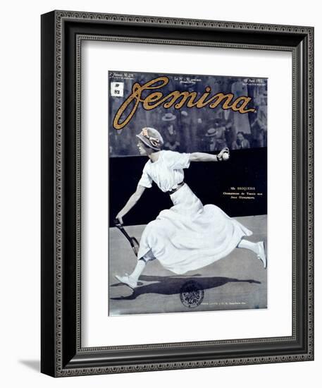 Miss Broquedis, Olympic Tennis Champion, Front Cover of "Femina," Issue 278, 15th August 1912-null-Framed Giclee Print