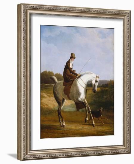 Miss Cazenove on a Grey Hunter, a Dog Running Alongside-Jacques-Laurent Agasse-Framed Giclee Print