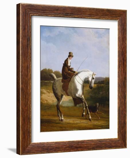 Miss Cazenove on a Grey Hunter, a Dog Running Alongside-Jacques-Laurent Agasse-Framed Giclee Print