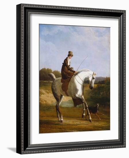 Miss Cazenove on a Grey Hunter, a Dog Running Alongside-Jacques-Laurent Agasse-Framed Giclee Print