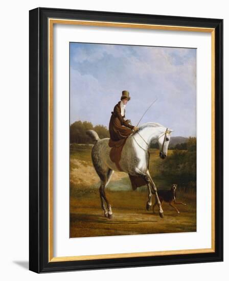 Miss Cazenove on a Grey Hunter, a Dog Running Alongside-Jacques-Laurent Agasse-Framed Giclee Print