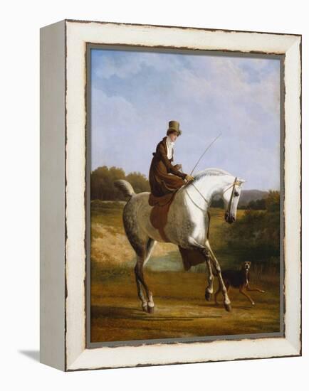 Miss Cazenove on a Grey Hunter, a Dog Running Alongside-Jacques-Laurent Agasse-Framed Premier Image Canvas