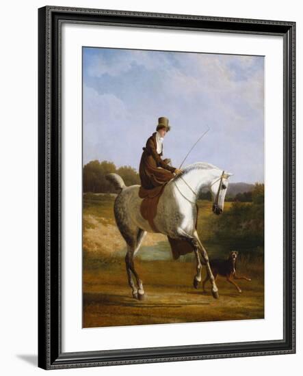 Miss Cazenove on a Grey Hunter, a Dog Running Alongside-Jacques-Laurent Agasse-Framed Giclee Print