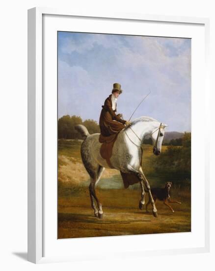 Miss Cazenove on a Grey Hunter, a Dog Running Alongside-Jacques-Laurent Agasse-Framed Giclee Print