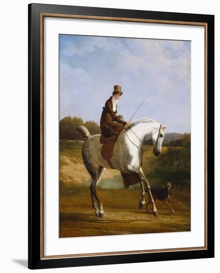 Miss Cazenove on a Grey Hunter, a Dog Running Alongside-Jacques-Laurent Agasse-Framed Giclee Print