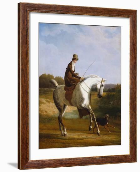 Miss Cazenove on a Grey Hunter, a Dog Running Alongside-Jacques-Laurent Agasse-Framed Giclee Print