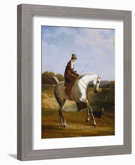 Miss Cazenove on a Grey Hunter, a Dog Running Alongside-Jacques-Laurent Agasse-Framed Giclee Print