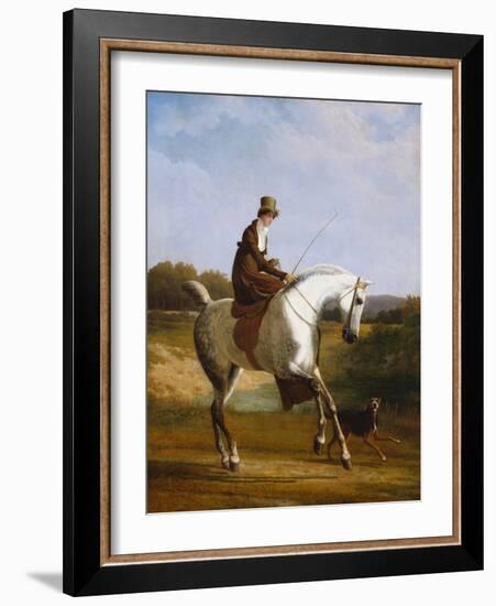 Miss Cazenove on a Grey Hunter, a Dog Running Alongside-Jacques-Laurent Agasse-Framed Giclee Print