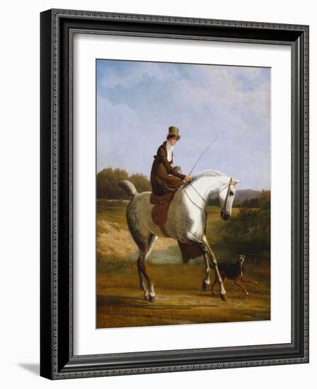 Miss Cazenove on a Grey Hunter, a Dog Running Alongside-Jacques-Laurent Agasse-Framed Giclee Print