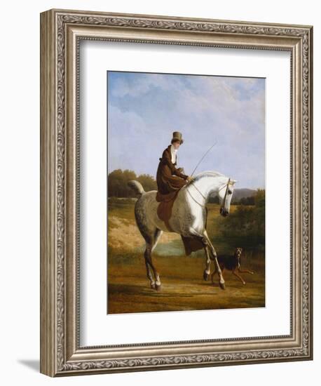 Miss Cazenove on a Grey Hunter, a Dog Running Alongside-Jacques-Laurent Agasse-Framed Giclee Print