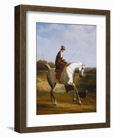 Miss Cazenove on a Grey Hunter, a Dog Running Alongside-Jacques-Laurent Agasse-Framed Giclee Print