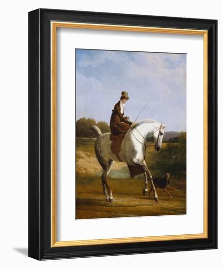 Miss Cazenove on a Grey Hunter, a Dog Running Alongside-Jacques-Laurent Agasse-Framed Giclee Print