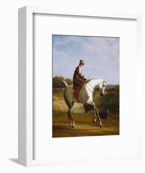 Miss Cazenove on a Grey Hunter, a Dog Running Alongside-Jacques-Laurent Agasse-Framed Premium Giclee Print