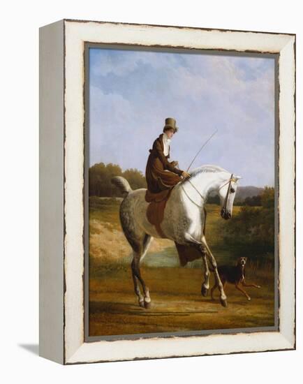 Miss Cazenove on a Grey Hunter, a Dog Running Alongside-Jacques-Laurent Agasse-Framed Premier Image Canvas