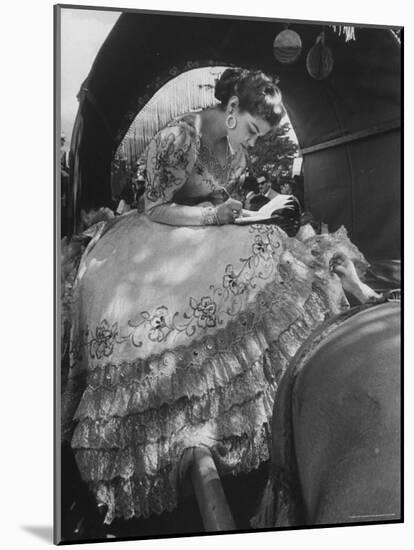 Miss Dominican Republic Signing Autographs During a Parade-Frank Scherschel-Mounted Photographic Print