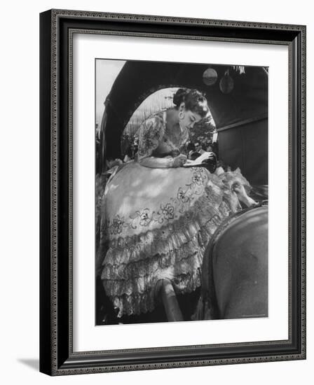 Miss Dominican Republic Signing Autographs During a Parade-Frank Scherschel-Framed Photographic Print