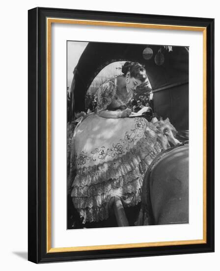 Miss Dominican Republic Signing Autographs During a Parade-Frank Scherschel-Framed Photographic Print