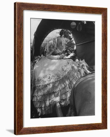 Miss Dominican Republic Signing Autographs During a Parade-Frank Scherschel-Framed Photographic Print