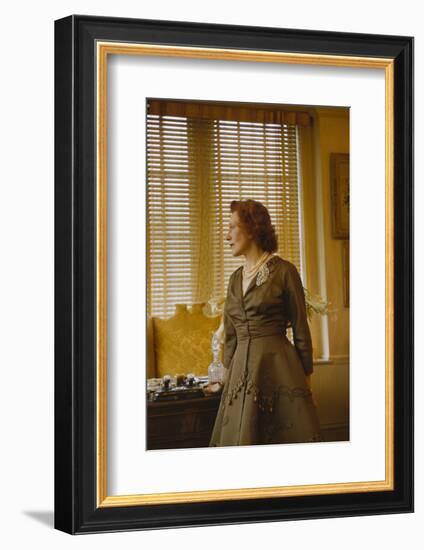 Miss Evyan 'Baroness Langer Von Langendorff' Posing in Her Office, New York, NY 1956-Leonard Mccombe-Framed Photographic Print