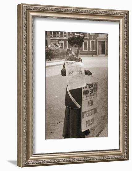 Miss Kelly, a suffragette, selling Votes for Women, July 1911-Unknown-Framed Photographic Print