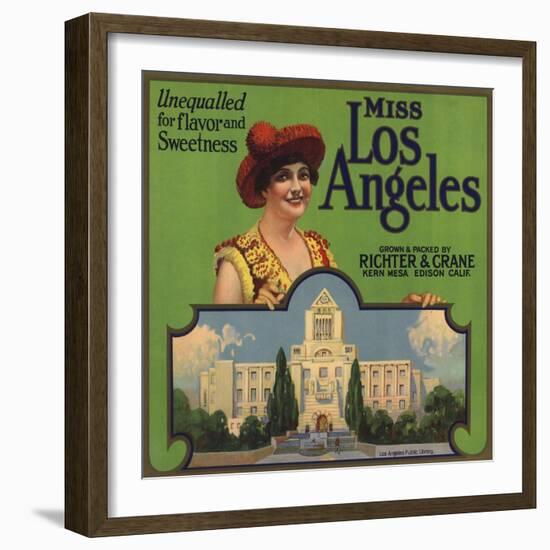 Miss Los Angeles Brand - California - Citrus Crate Label-Lantern Press-Framed Art Print