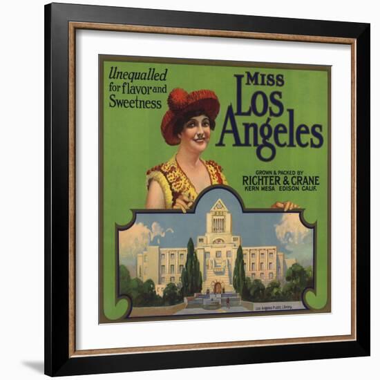 Miss Los Angeles Brand - California - Citrus Crate Label-Lantern Press-Framed Art Print