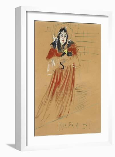 Miss May Belfort, 1895 (Peinture a L'Essence, Gouache on Paper Laid Down on Canvas)-Henri de Toulouse-Lautrec-Framed Giclee Print