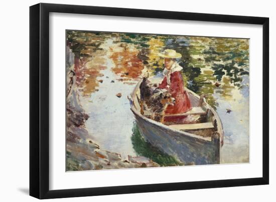 Miss Motes and Her Dog Shep, c.1893-Theodore Robinson-Framed Giclee Print