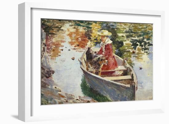 Miss Motes and Her Dog Shep, c.1893-Theodore Robinson-Framed Giclee Print