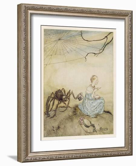 Miss Muffet, Mother Goose-Arthur Rackham-Framed Art Print