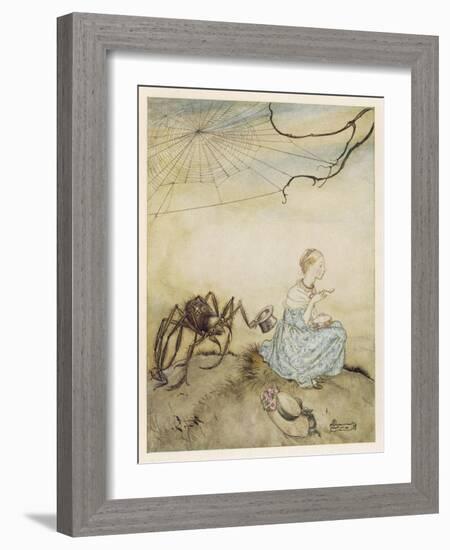 Miss Muffet, Mother Goose-Arthur Rackham-Framed Art Print