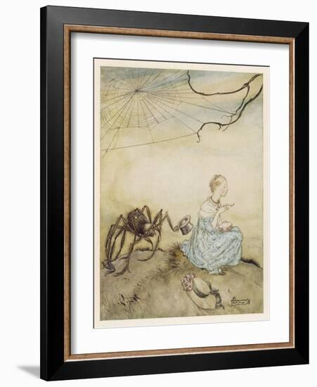 Miss Muffet, Mother Goose-Arthur Rackham-Framed Art Print