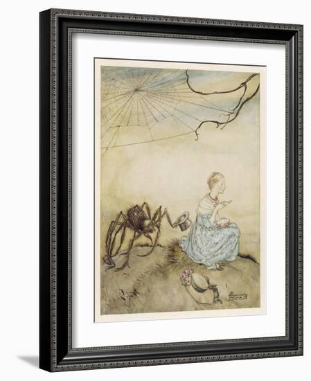 Miss Muffet, Mother Goose-Arthur Rackham-Framed Art Print