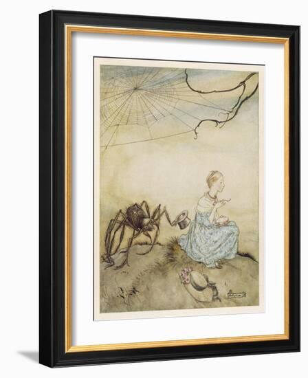 Miss Muffet, Mother Goose-Arthur Rackham-Framed Art Print