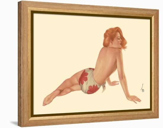Miss October 1944 - Vintage Pin Up Calendar Girl-Alberto Vargas-Framed Stretched Canvas