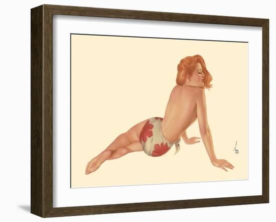 Miss October 1944 - Vintage Pin Up Calendar Girl-Alberto Vargas-Framed Art Print