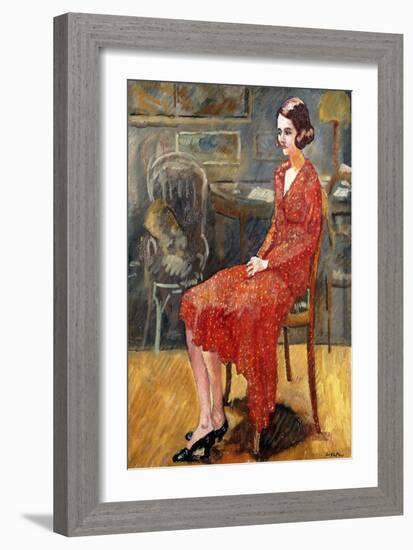 Miss Suzanne, Sitting; Mademoiselle Suzanne, Assise, 1928 (Oil on Canvas)-Louis Valtat-Framed Giclee Print