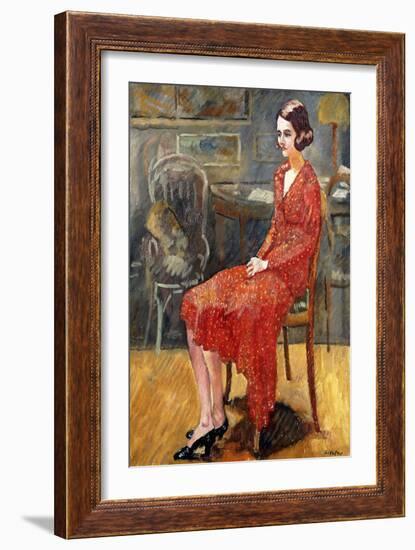 Miss Suzanne, Sitting; Mademoiselle Suzanne, Assise, 1928 (Oil on Canvas)-Louis Valtat-Framed Giclee Print