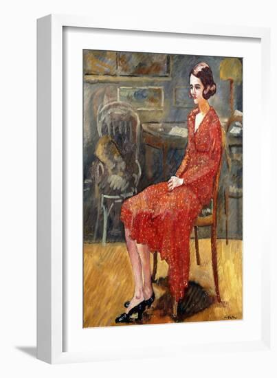 Miss Suzanne, Sitting; Mademoiselle Suzanne, Assise, 1928 (Oil on Canvas)-Louis Valtat-Framed Giclee Print