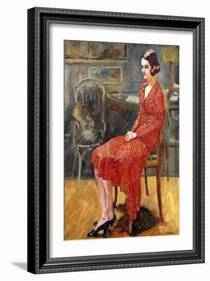 Miss Suzanne, Sitting; Mademoiselle Suzanne, Assise, 1928 (Oil on Canvas)-Louis Valtat-Framed Giclee Print