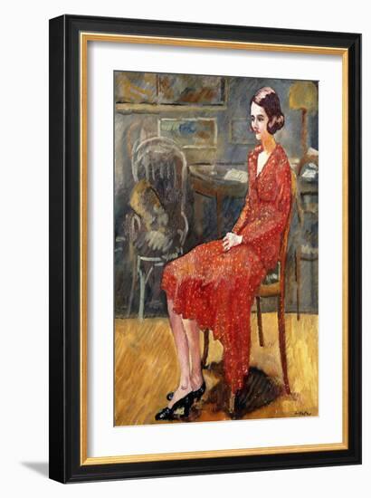 Miss Suzanne, Sitting; Mademoiselle Suzanne, Assise, 1928 (Oil on Canvas)-Louis Valtat-Framed Giclee Print