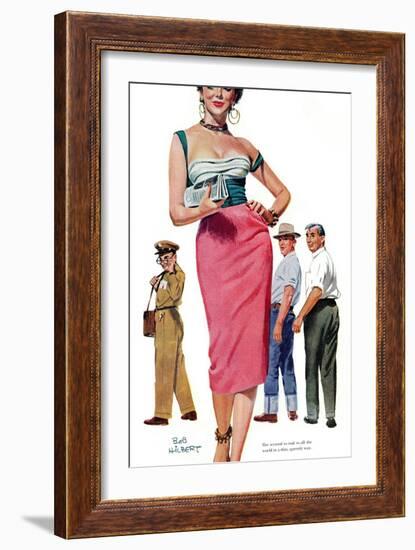 Miss Temptation  - Saturday Evening Post "Leading Ladies", April 21, 1956 pg.30-Bob Hillbert-Framed Giclee Print