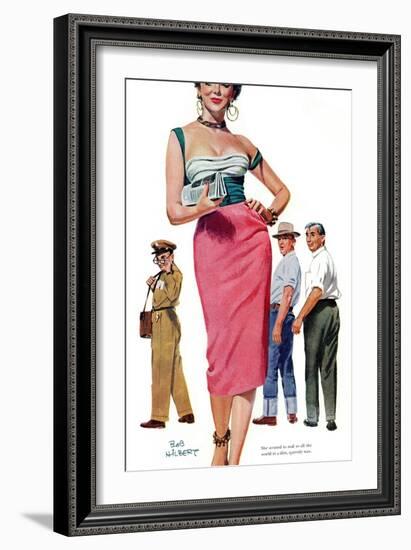 Miss Temptation  - Saturday Evening Post "Leading Ladies", April 21, 1956 pg.30-Bob Hillbert-Framed Giclee Print